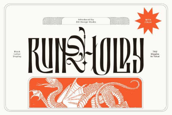 Runholdy: Elevating Design with Art-Deco Blackletter Elegance